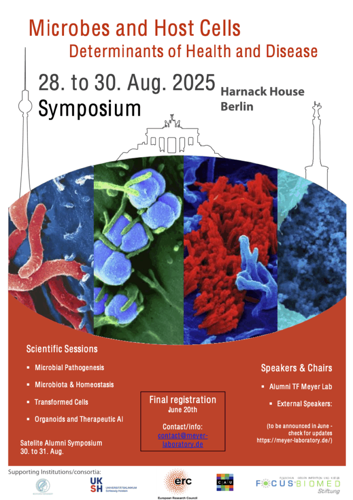 This is the Poster of the Alumni 2025 in Berlin. From 28. to 30. August 2025. Microbes and Host Cells Determinants of Health and Disease